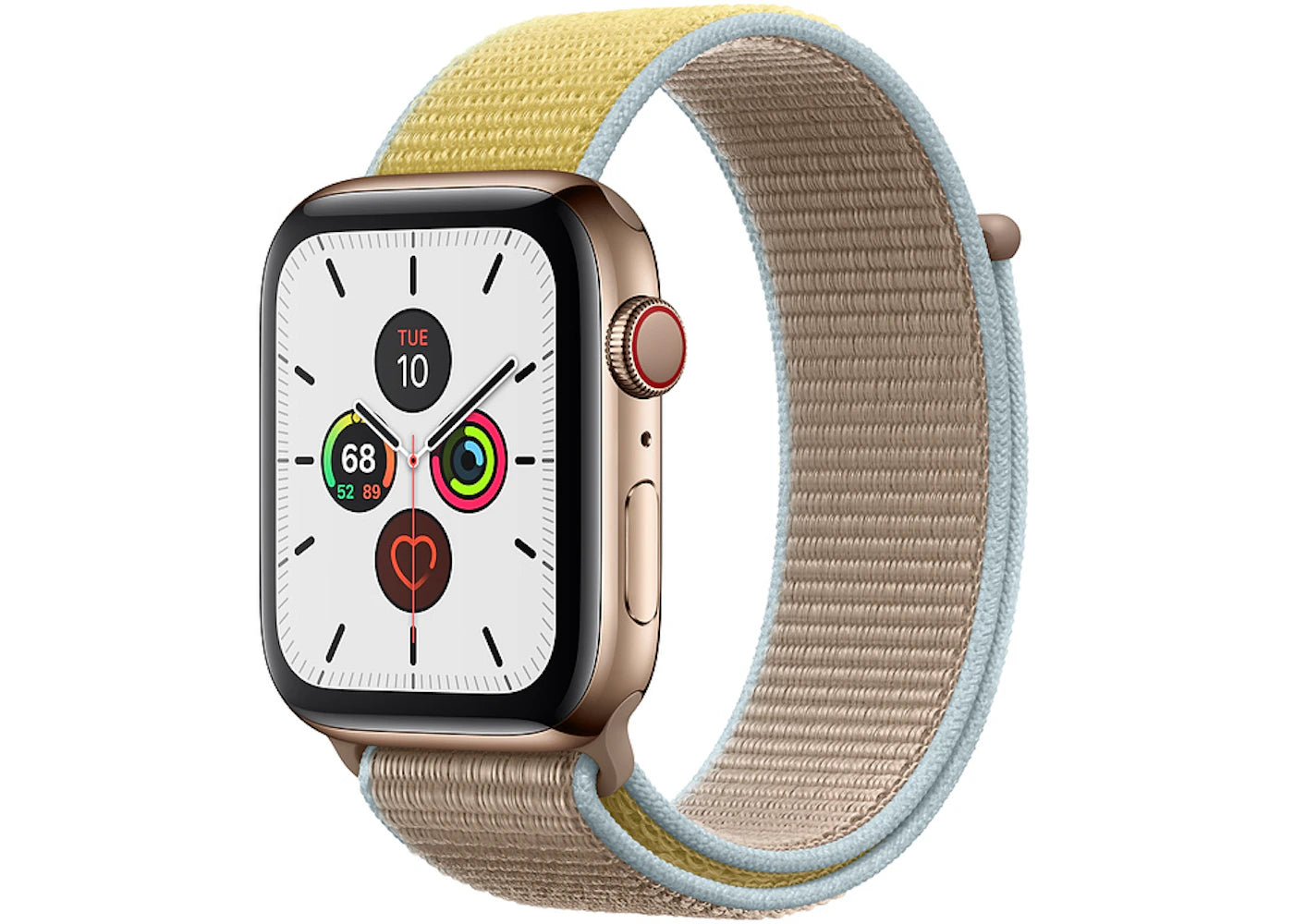 Apple Watch Series 5 GPS + Cellular 44mm Gold Stainless Steel with Camel Sport Loop A2095
