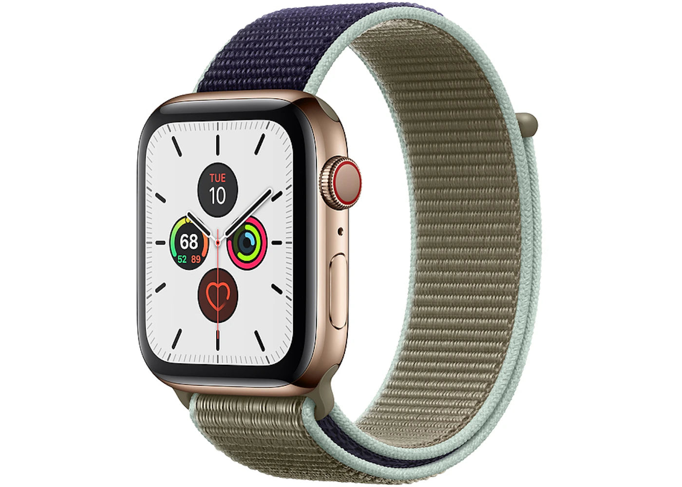 Apple Watch Series 5 GPS + Cellular 44mm Gold Stainless Steel with Khaki Sport Loop A2095