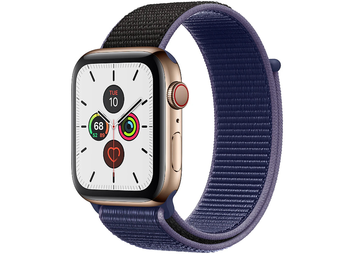 Apple Watch Series 5 GPS + Cellular 44mm Gold Stainless Steel with Midnight Blue Sport Loop A2095