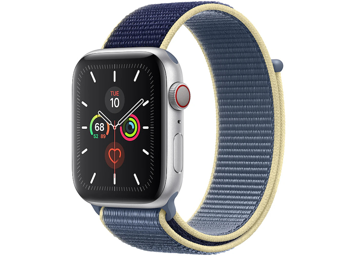 Apple Watch Series 5 GPS + Cellular 44mm Silver Aluminum with Alaskan Blue Sport Loop A2095