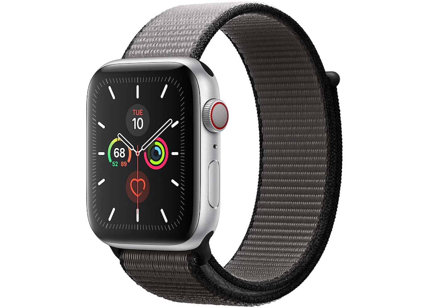 Apple Watch Series 5 GPS + Cellular 44mm Silver Aluminum with Anchor Gray Sport Loop A2095