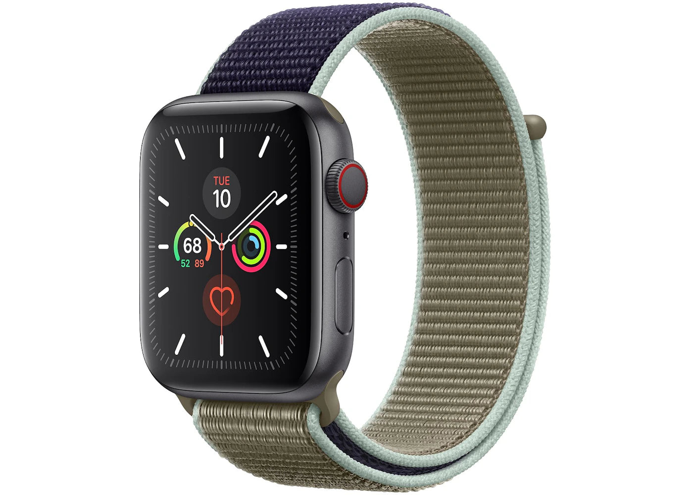 Apple Watch Series 5 GPS + Cellular 44mm Space Gray Aluminum with Khaki Sport Loop A2095