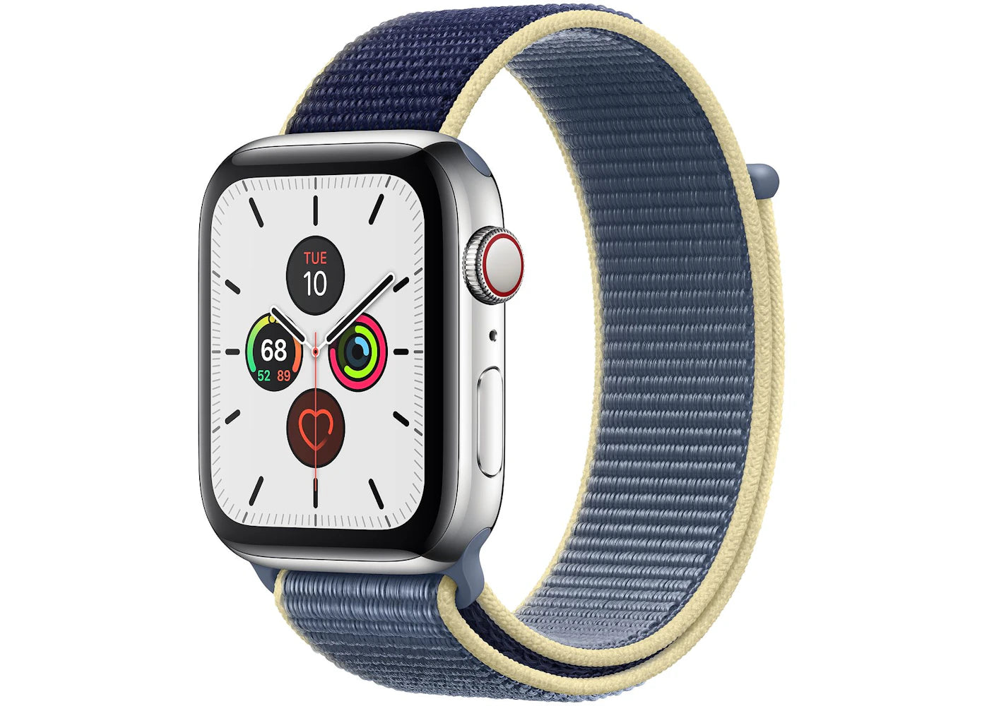 Apple Watch Series 5 GPS + Cellular 44mm Stainless Steel with Alaskan Blue Sport Loop A2095