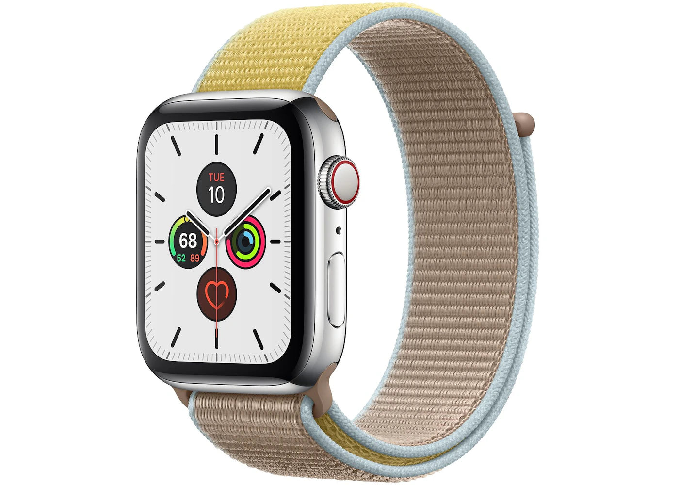 Apple Watch Series 5 GPS + Cellular 44mm Stainless Steel with Camel Sport Loop A2095