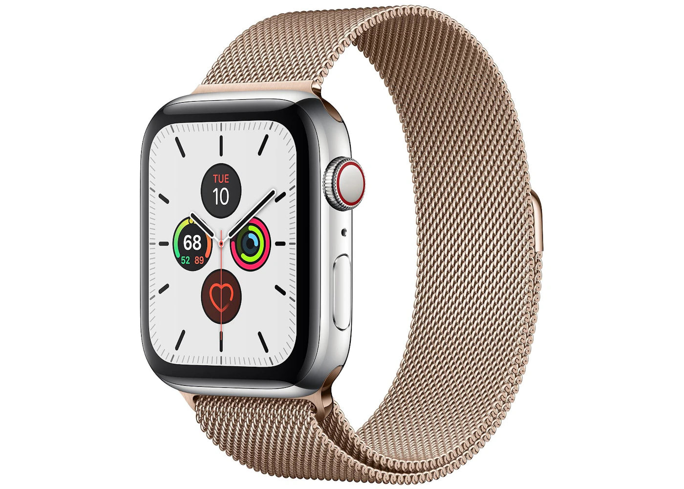 Apple Watch Series 5 GPS + Cellular 44mm Stainless Steel with Gold Milanese Loop A2095