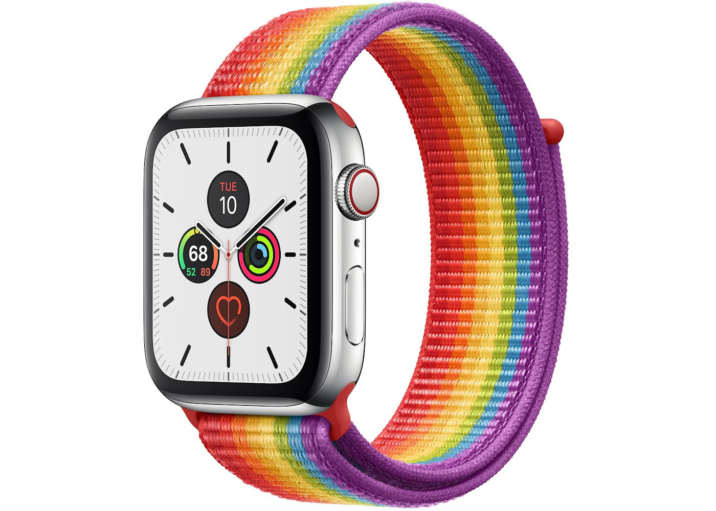 Apple Watch Series 5 GPS + Cellular 44mm Stainless Steel with Pride Sport Loop A2095