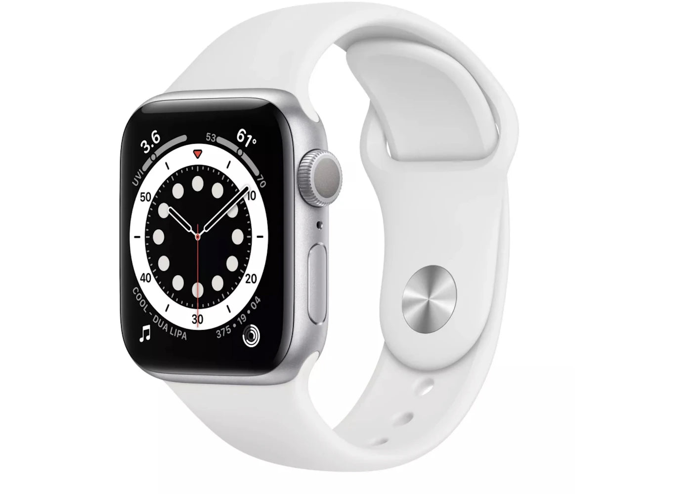 Apple Watch Series 6 GPS 40mm Silver Aluminum with White Sport Band A2291