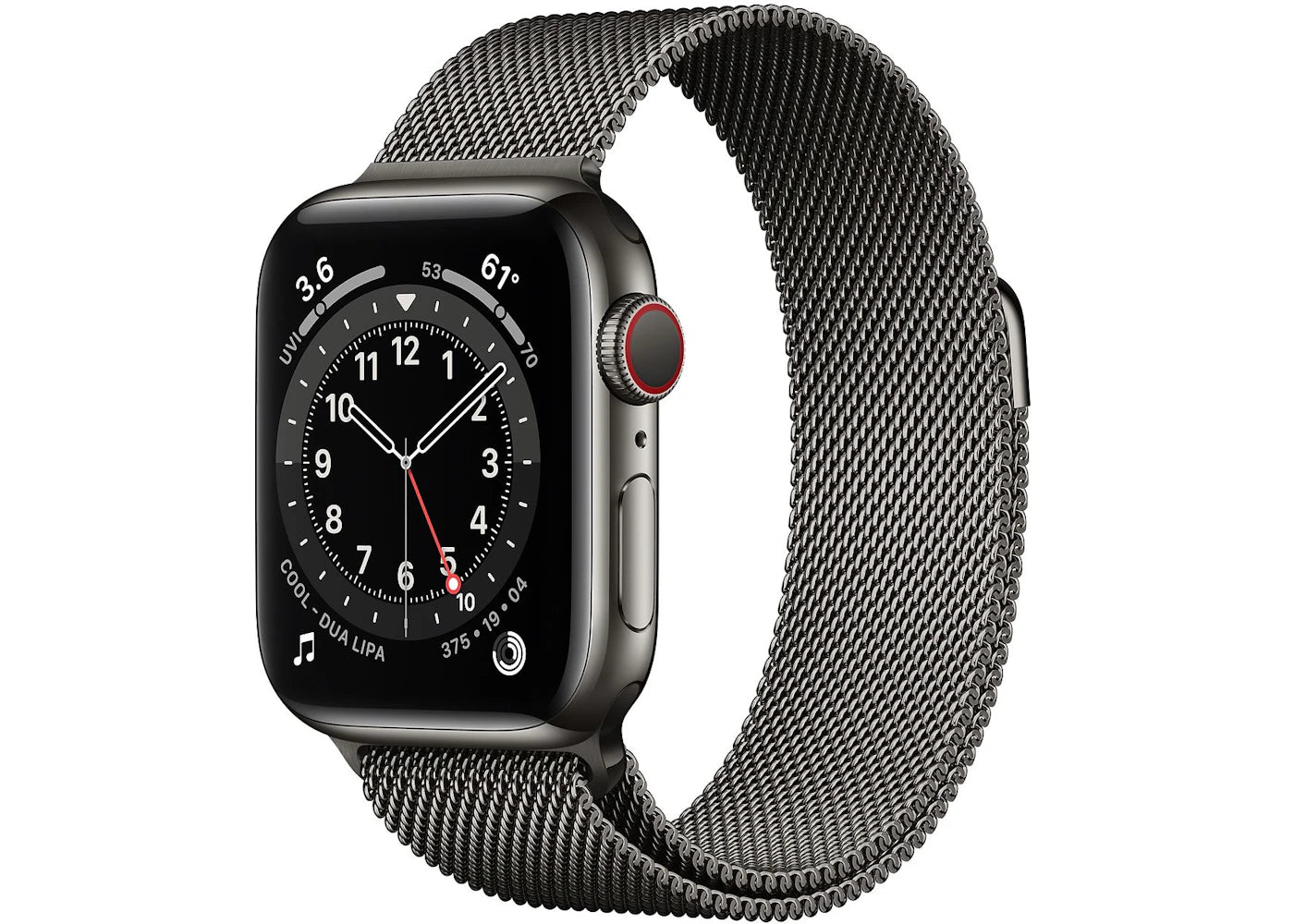 Apple Watch Series 6 GPS + Cellular 40mm Graphite Stainless Steel with Graphite Milanese Loop A2293