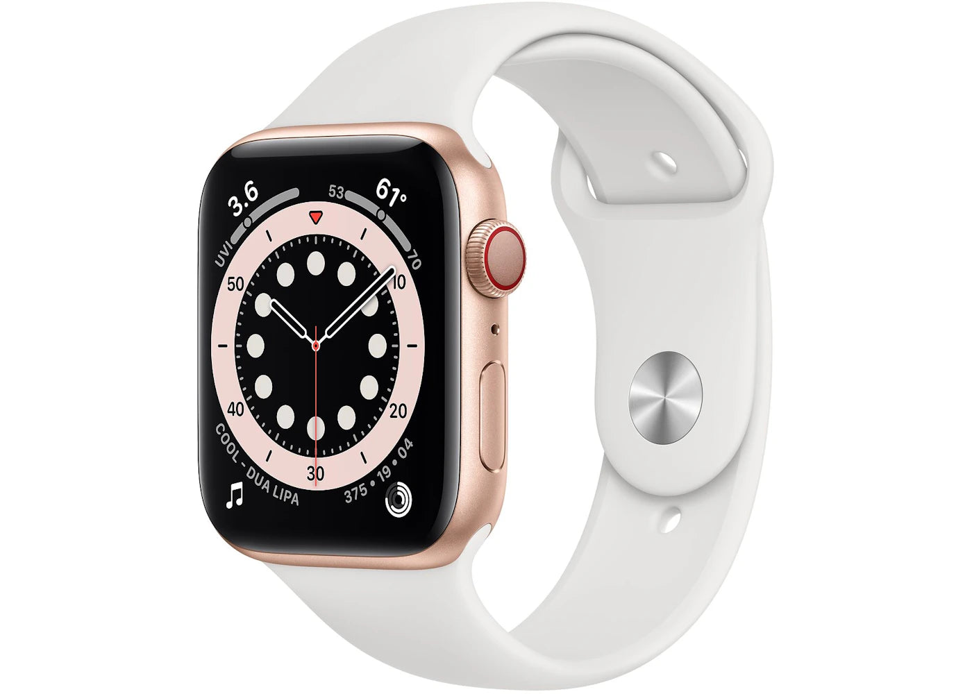 Apple Watch Series 6 GPS + Cellular 44mm Gold Aluminum with White Sport Band A2294