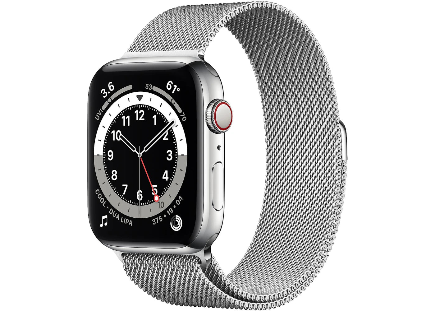 Apple Watch Series 6 GPS + Cellular 44mm Silver Stainless Steel with Silver Milanese Loop A2294