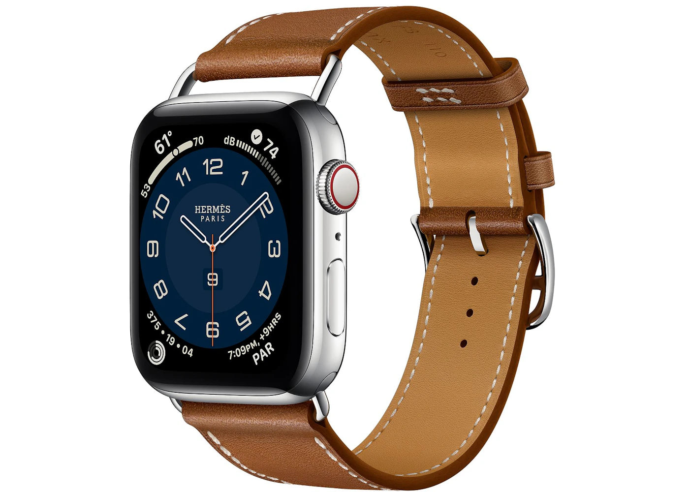 Apple Watch Series 6 Hermes GPS + Cellular 44mm Silver Stainless Steel with Fauve Attelage Single Tour A2294