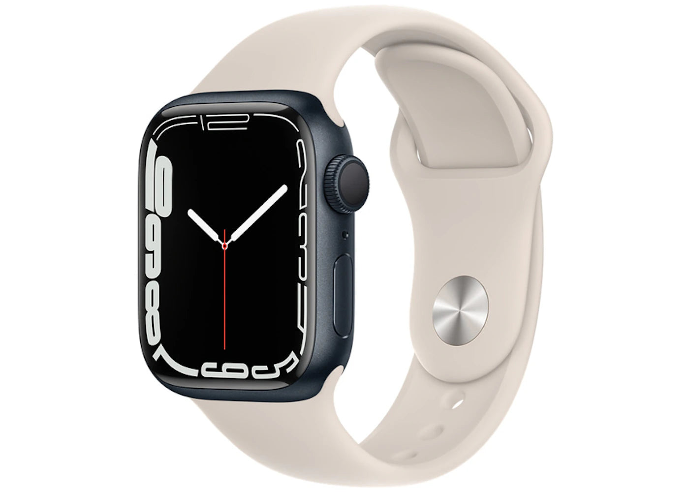 Apple Watch Series 7 GPS 41mm Midnight Aluminum with Starlight Sport Band A2473