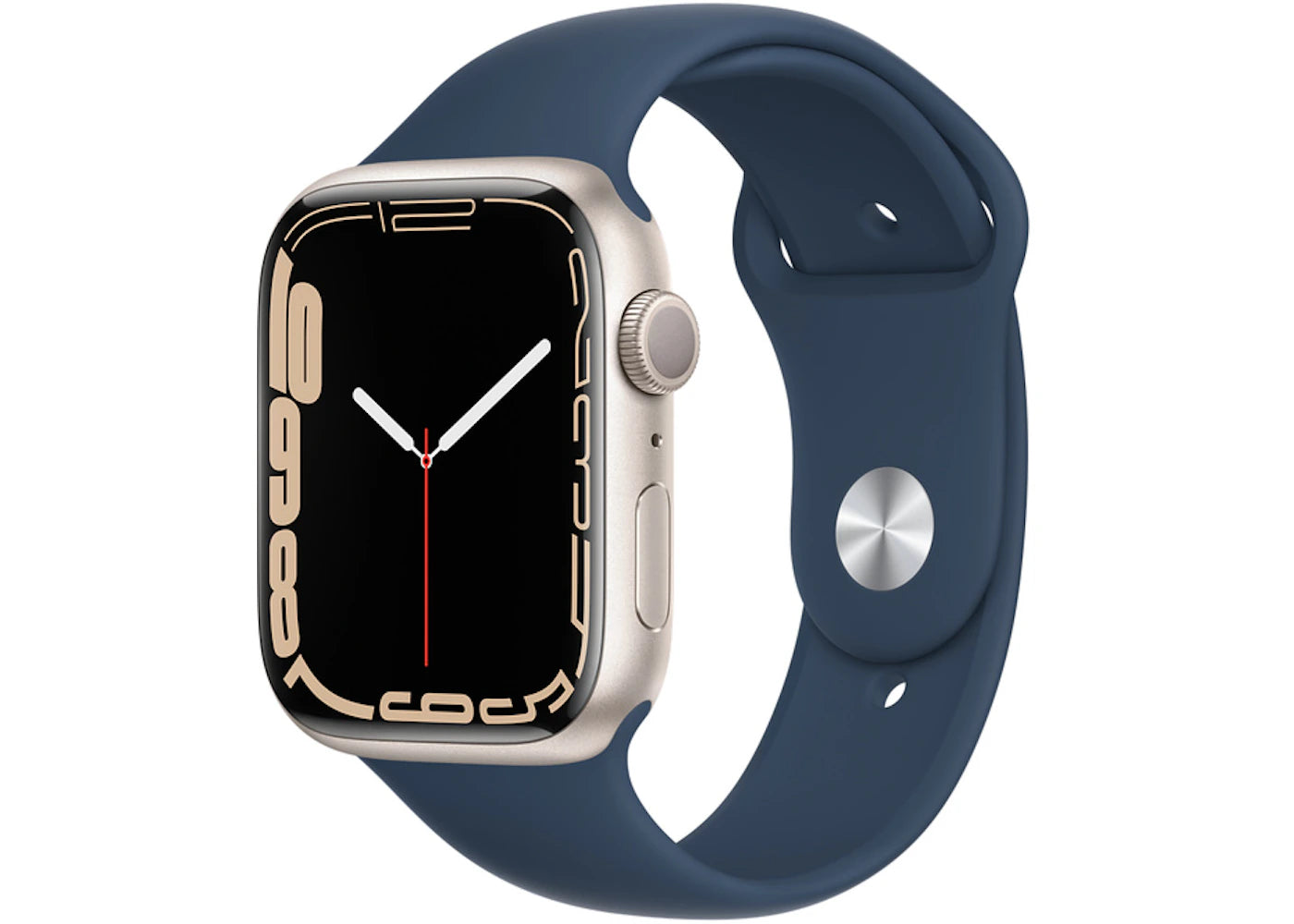 Apple Watch Series 7 GPS 45mm Starlight Aluminum with Abyss Blue Sport Band A2474