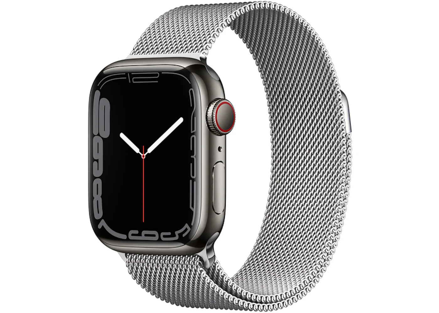 Apple Watch Series 7 GPS + Cellular 41mm Graphite Stainless Steel with Silver Milanese Loop A2475