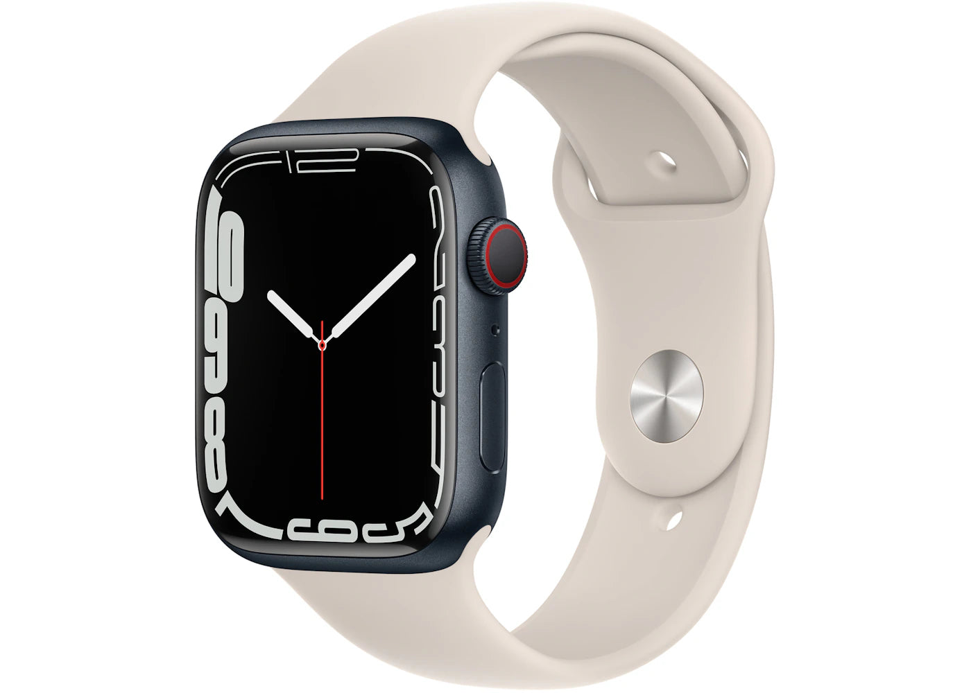 Apple Watch Series 7 GPS + Cellular 45mm Midnight Aluminum with Starlight Sport Band A2477