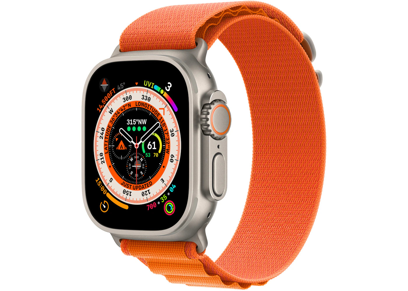 Apple Watch Ultra GPS + Cellular 49mm Titanium with Orange Alpine Loop A2622