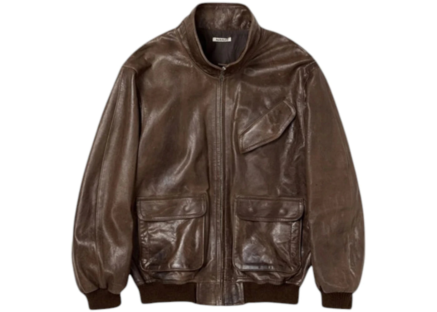 Auralee Heavy Lamb Leather Zip Jacket Dark Brown