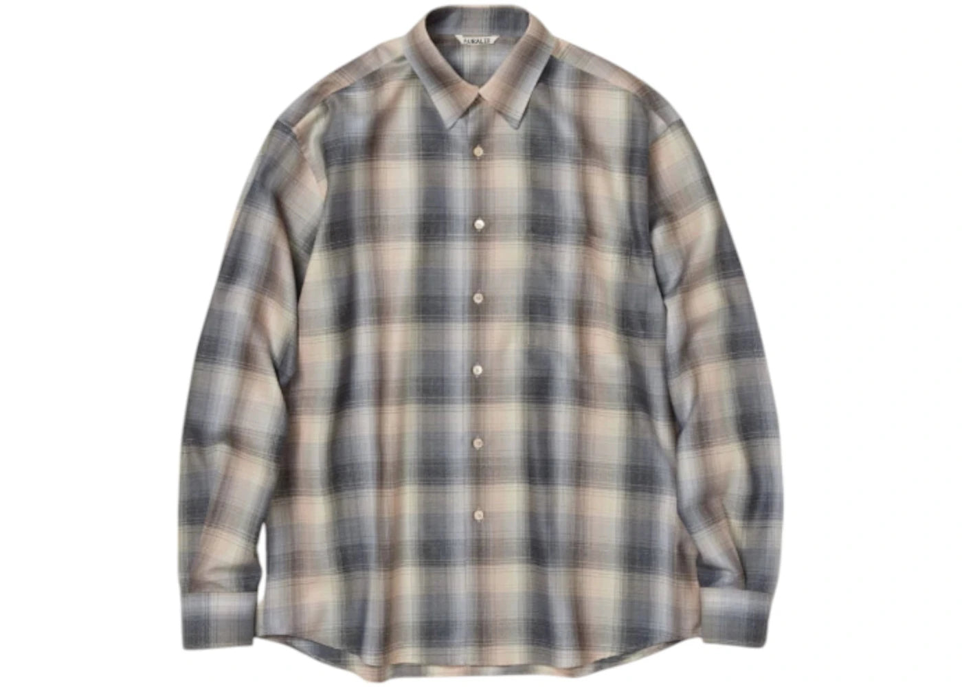 Auralee Super Light Wool Check Shirt Beige/Blue/Check