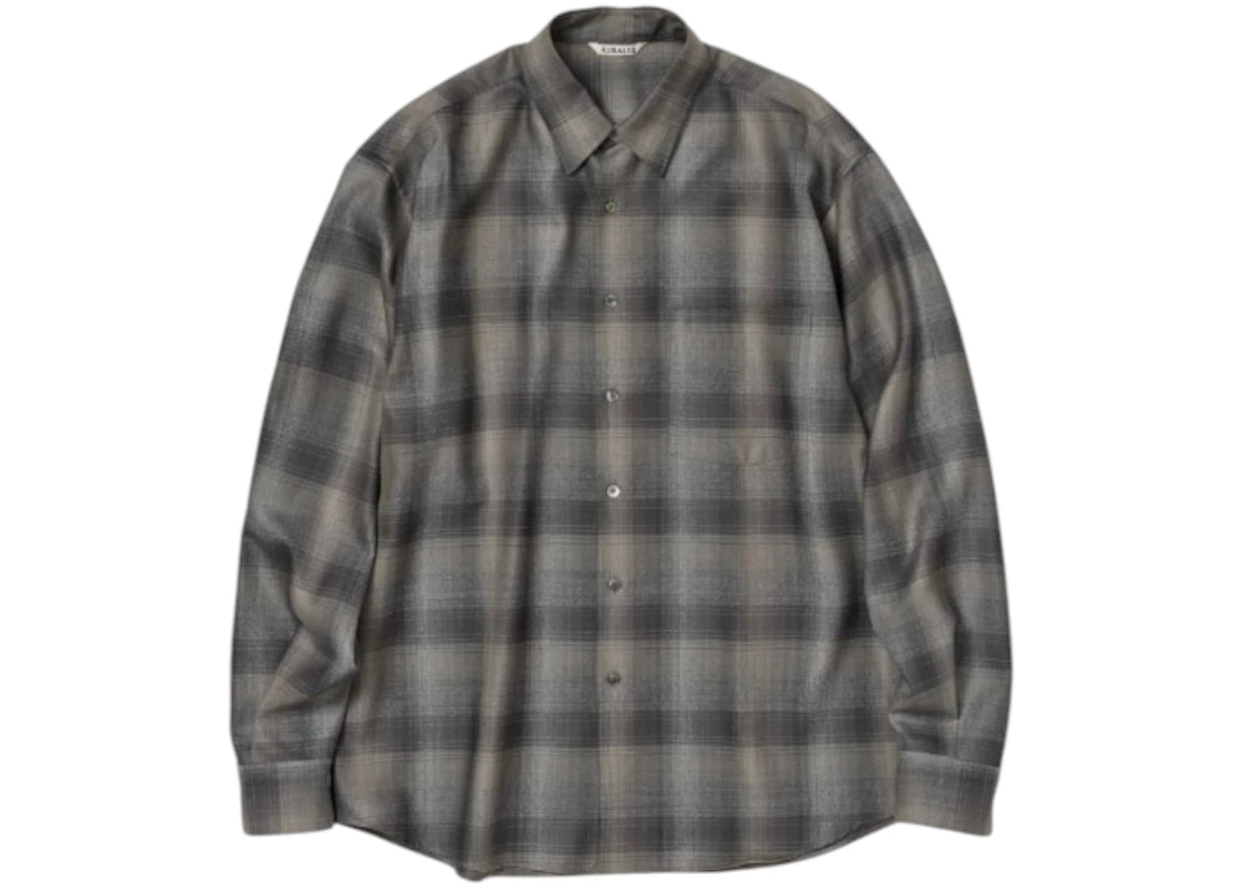 Auralee Super Light Wool Check Shirt Charcoal/Grey/Check