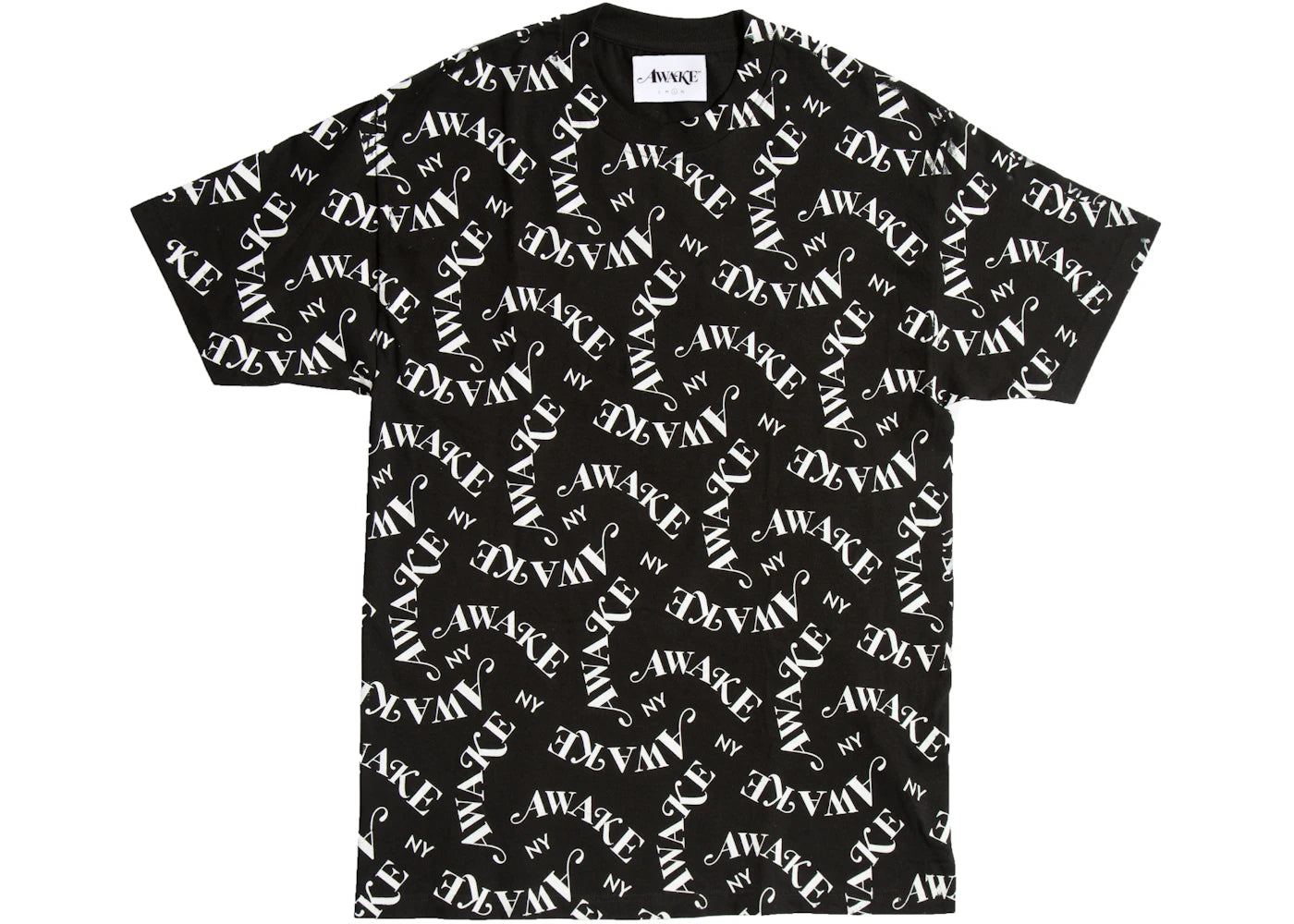 Awake All Over Logo Print Tee Black