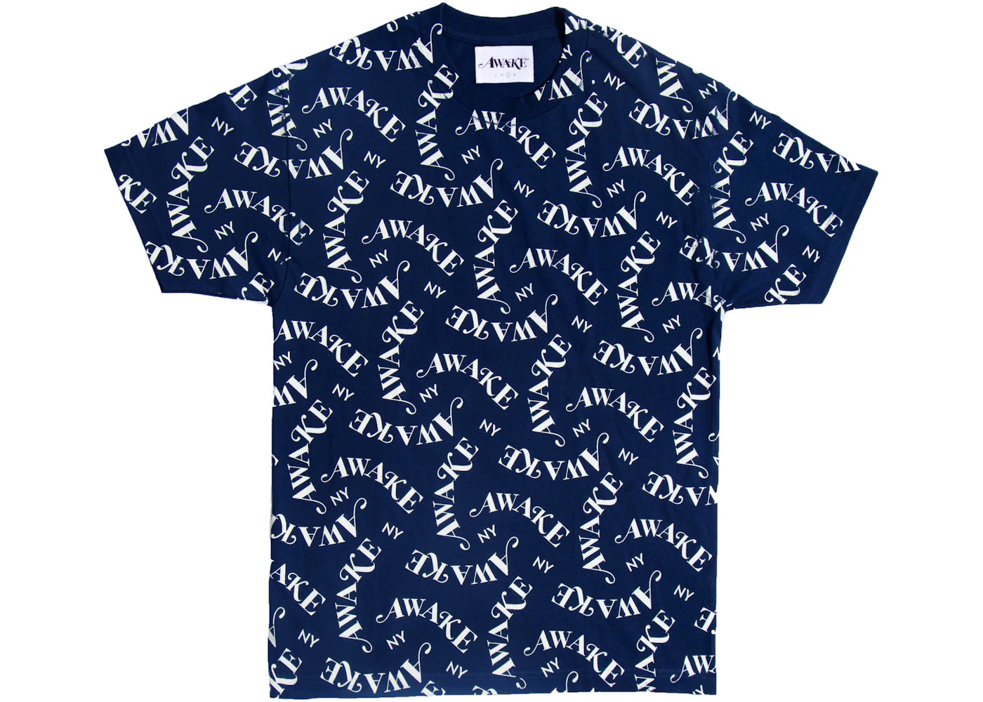 Awake All Over Logo Print Tee Navy