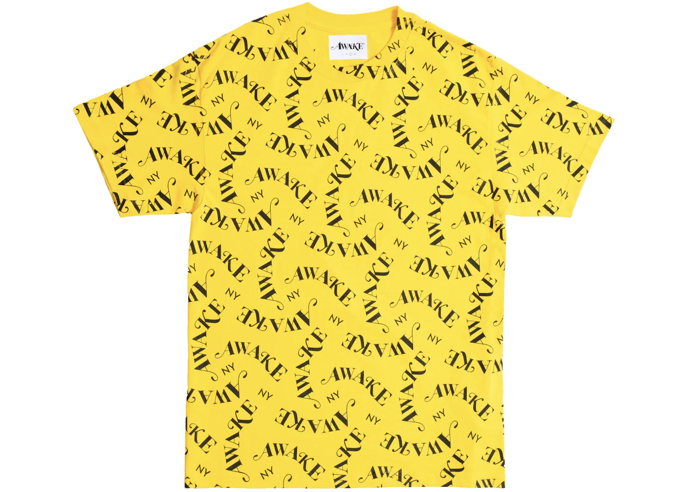 Awake All Over Logo Print Tee Yellow