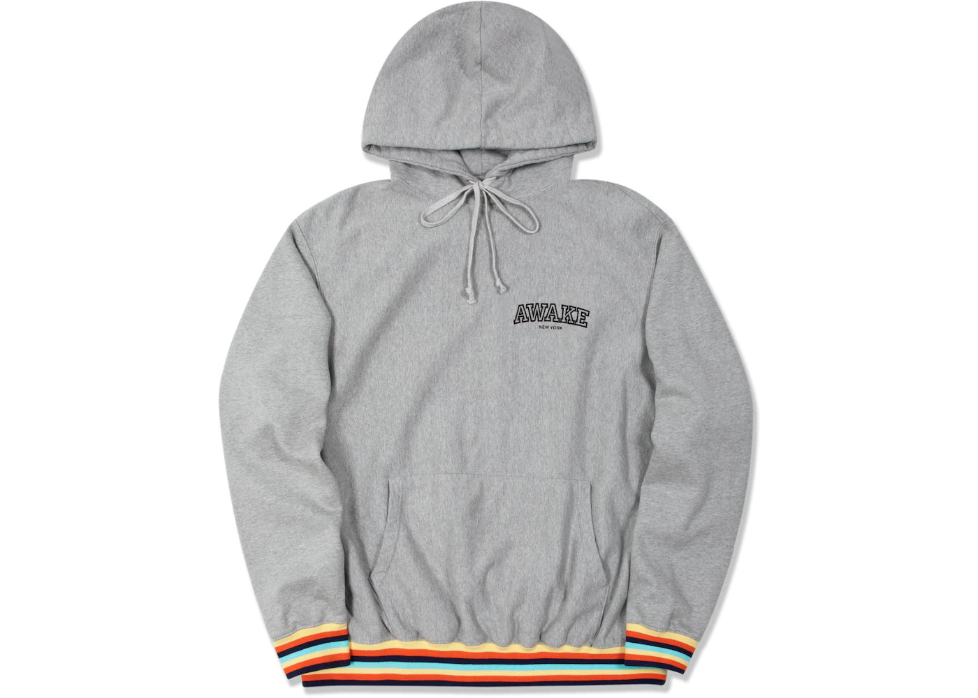 Awake Blocked Logo with Stripe Rib Hoodie Heather Grey