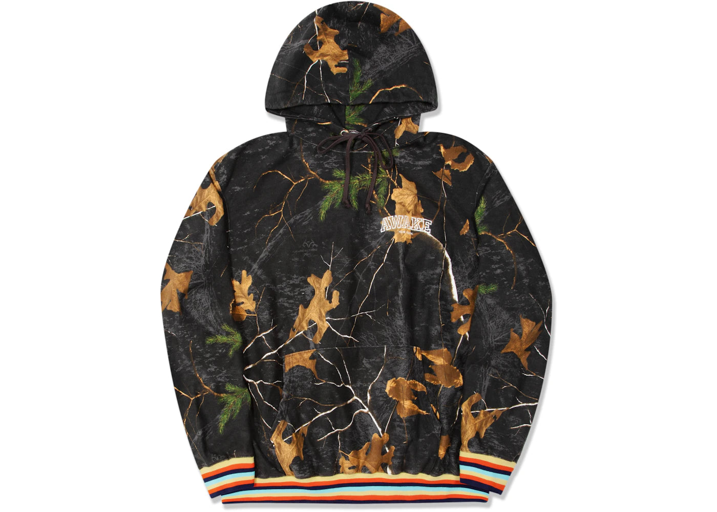 Awake Blocked Logo with Stripe Rib Hoodie Real Tree