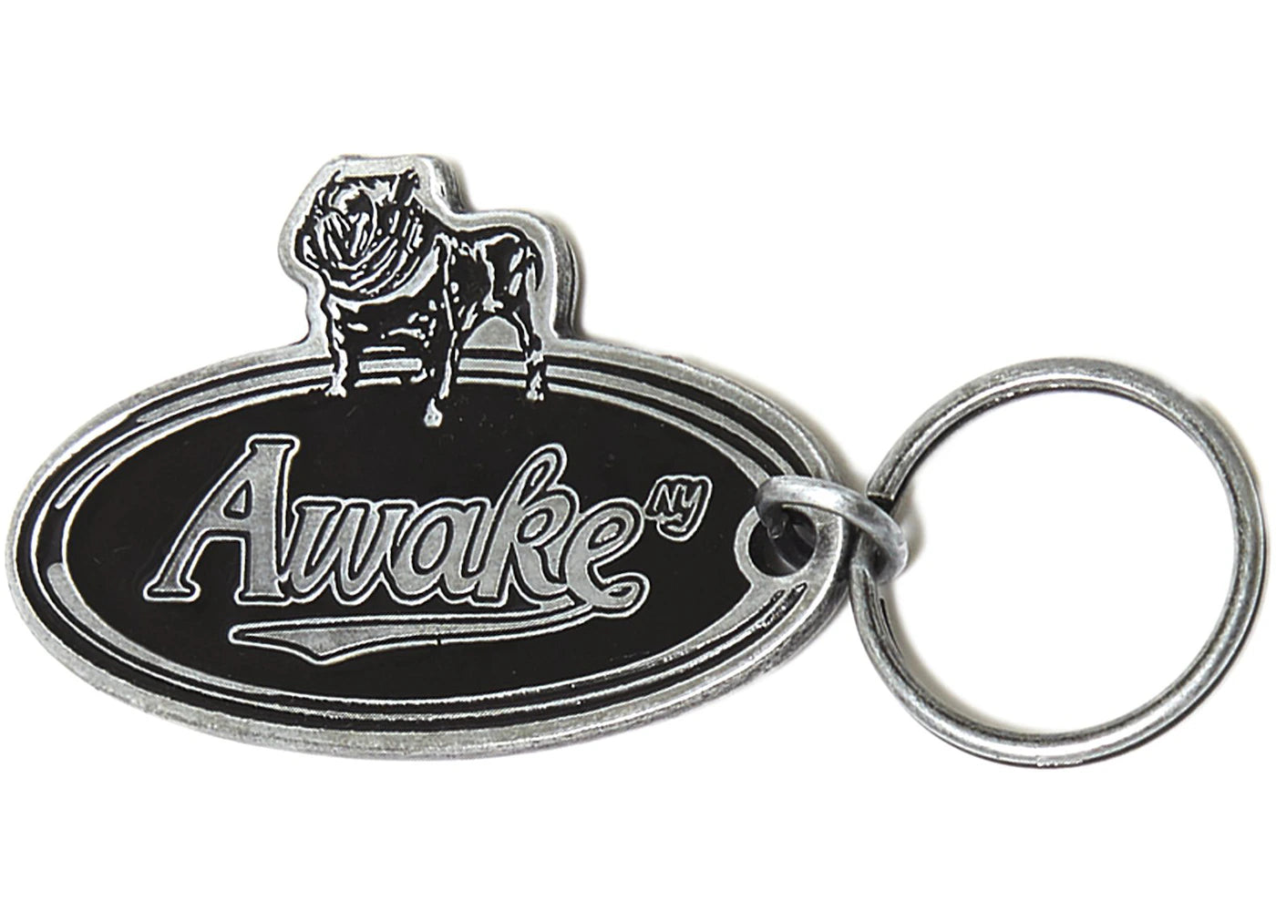 Awake Bulldog Metal Keychain Black
