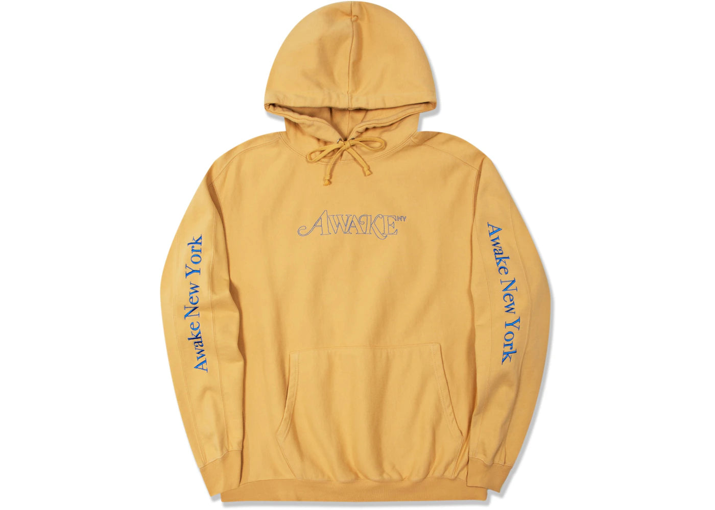 Awake Classic Outline Logo Paneled Embroidered Hoodie Mustard