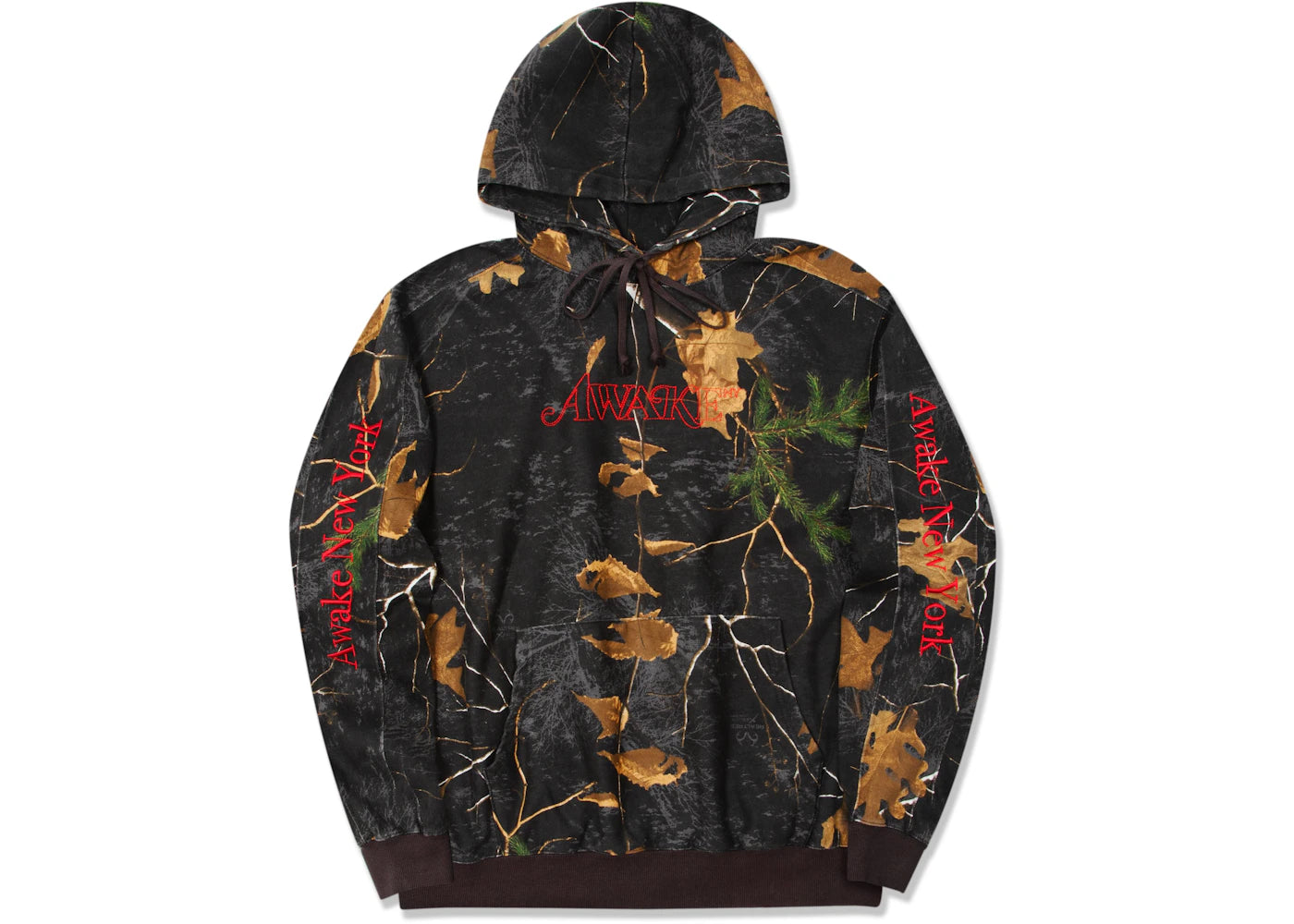 Awake Classic Outline Logo Paneled Embroidered Hoodie Real Tree