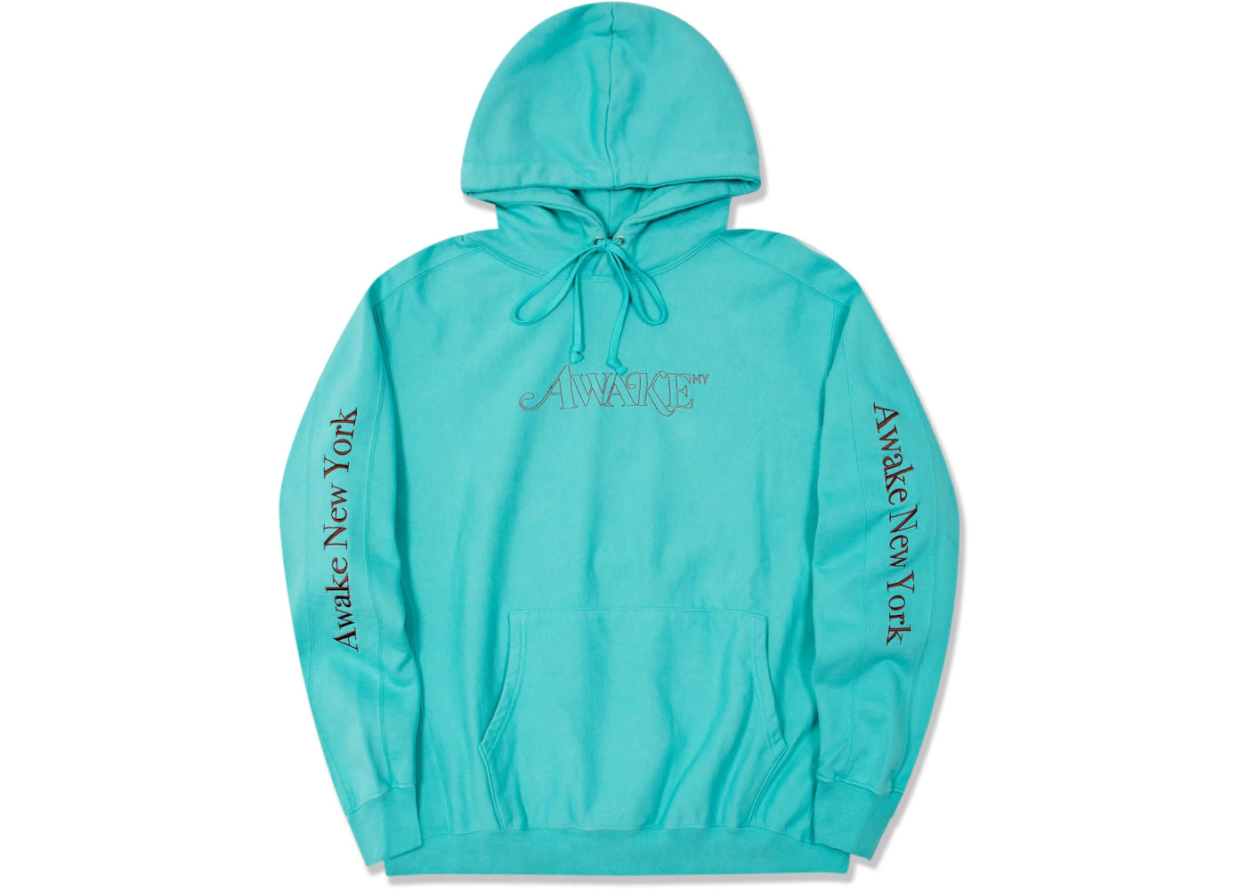 Awake Classic Outline Logo Paneled Embroidered Hoodie Teal