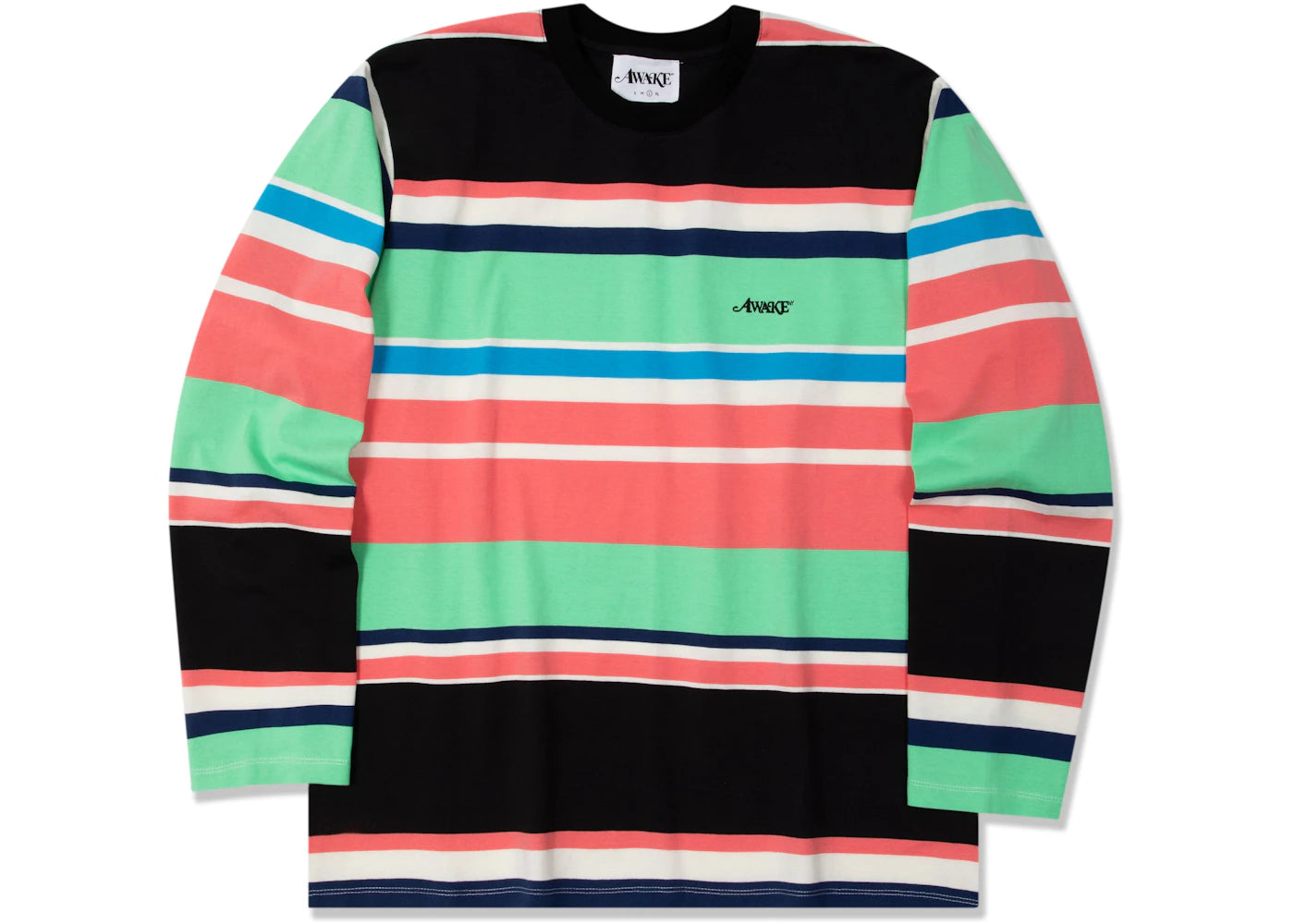 Awake Embroidered Logo Engineered Stripe L/S T-shirt Black