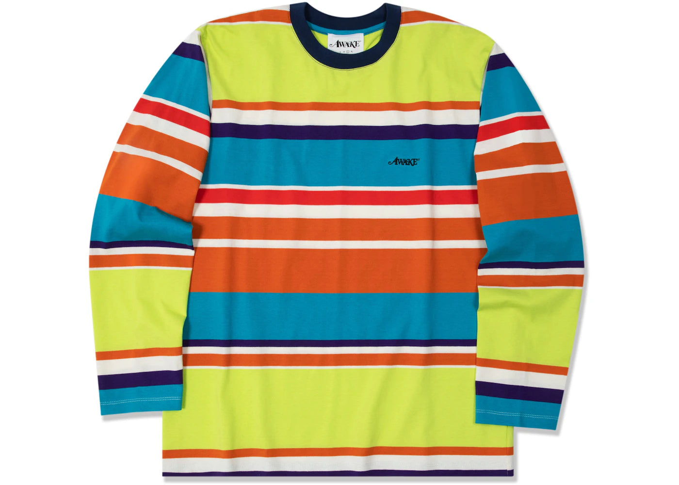 Awake Embroidered Logo Engineered Stripe L/S T-shirt Lime