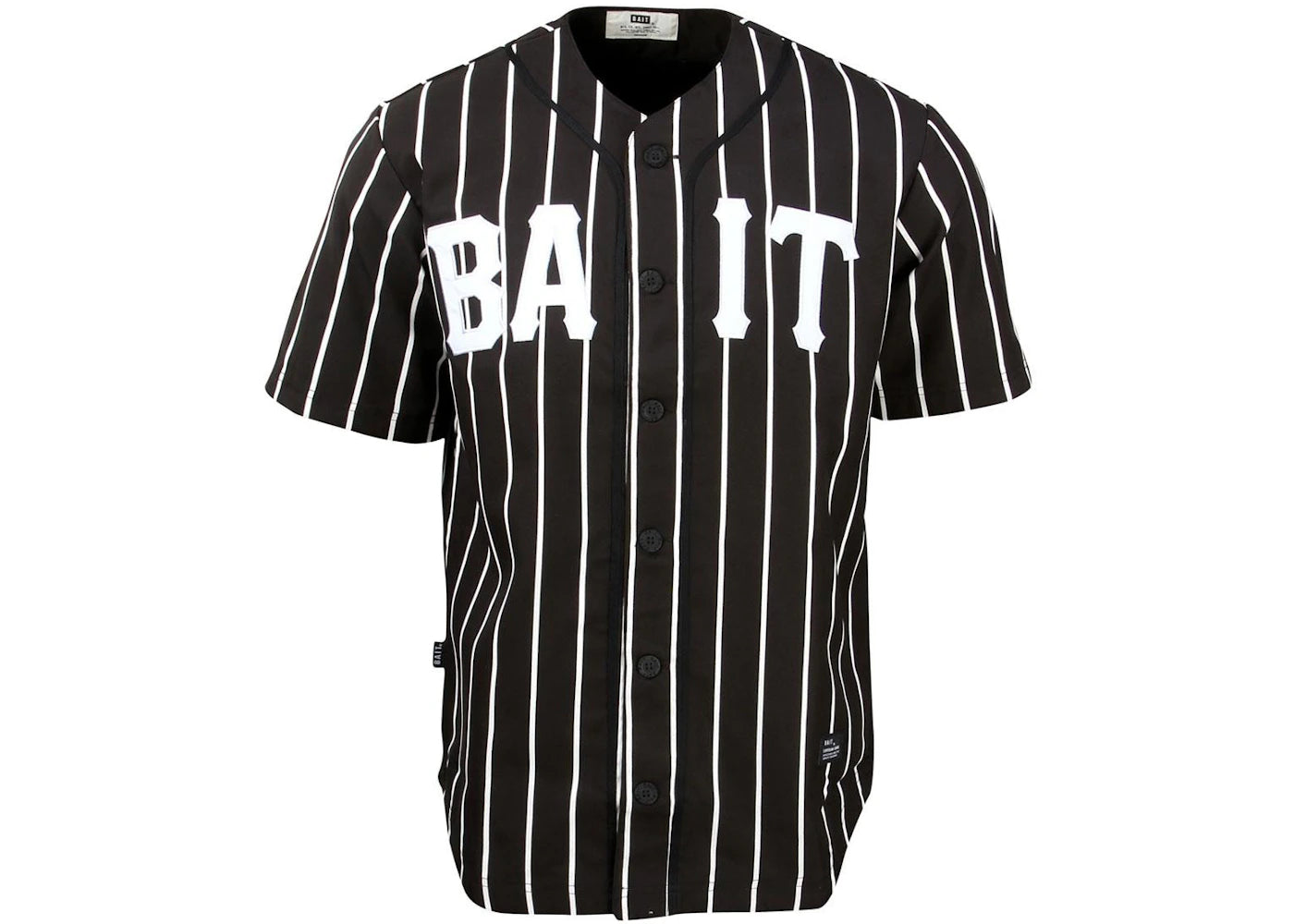 BAIT Sluggers Pinstripe Baseball Jersey Black/White