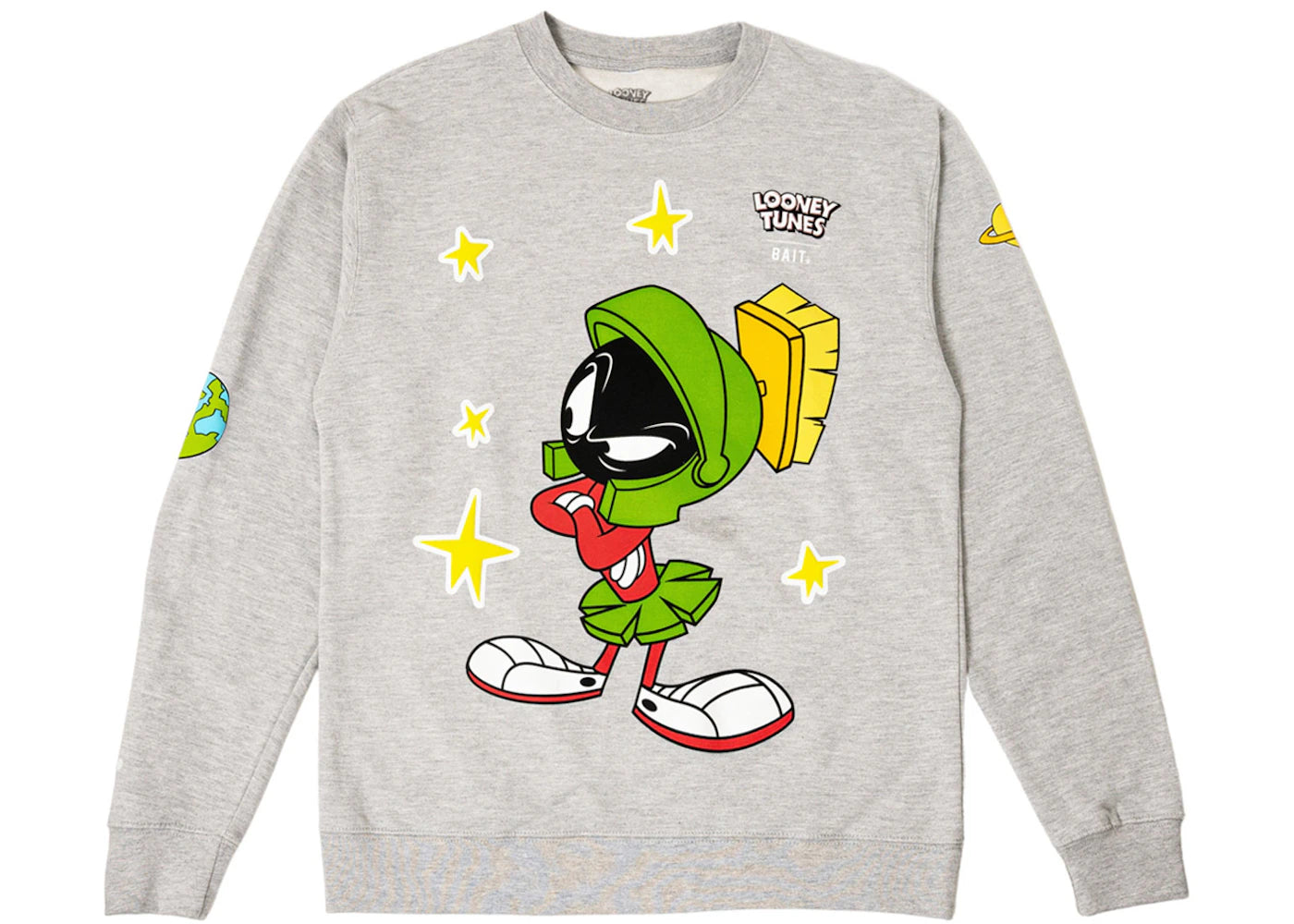 BAIT x Marvin The Martian Stars Crewneck Sweatshirt Gray