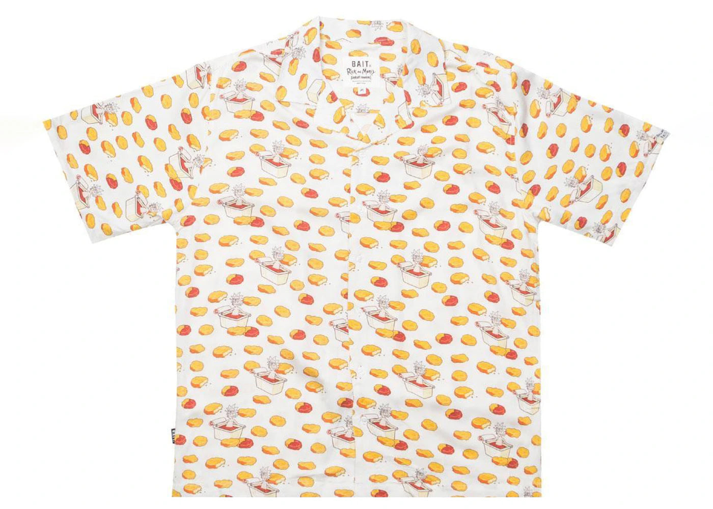 BAIT x Rick And Morty Chicken Nugget Hawaiian Button Up Shirt White