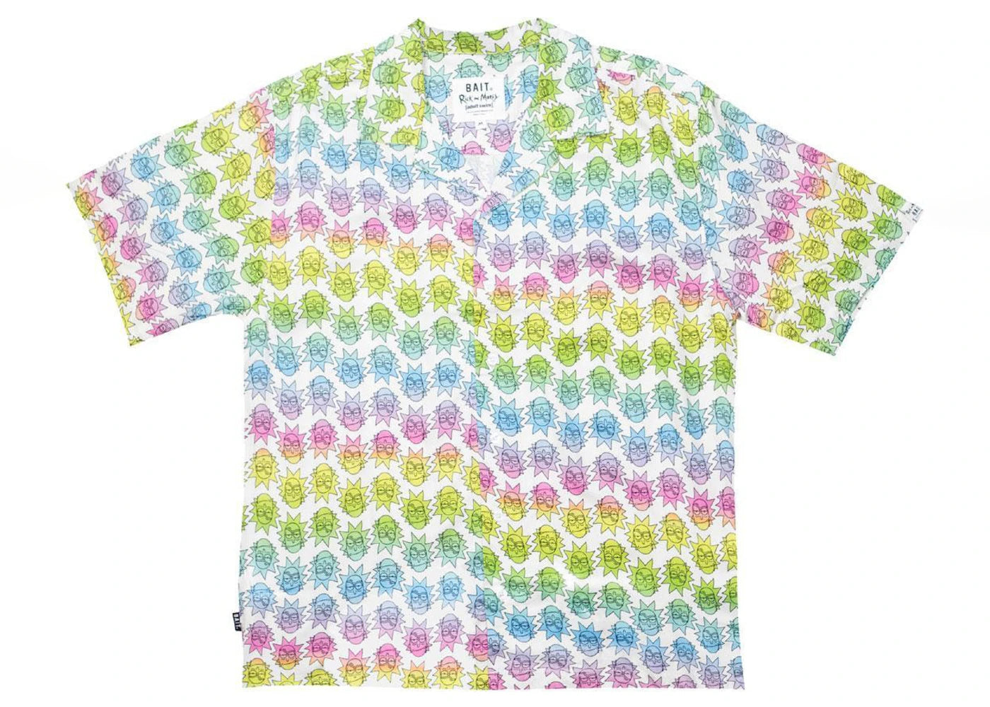 BAIT x Rick And Morty Face Hawaiian Button Up Shirt White