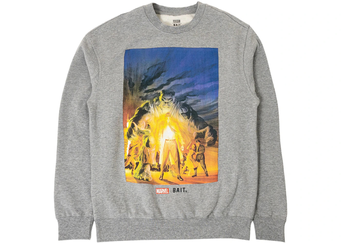 BAIT x The Hulk & Bruce Crewneck Sweatshirt Gray