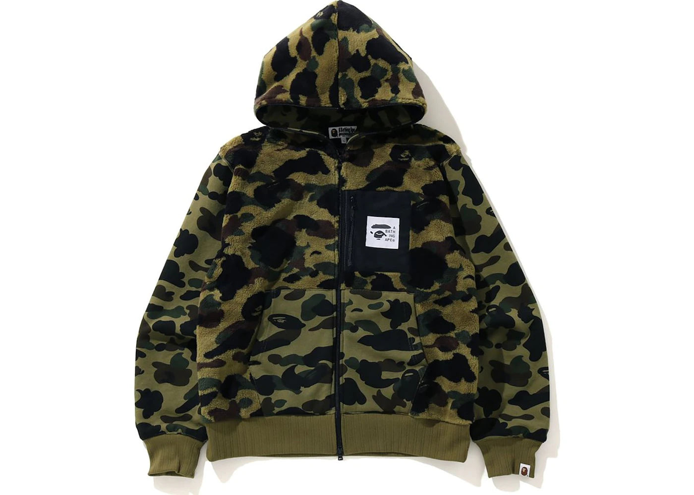 BAPE 1St Camo Full Zip Hoodie Jacket Green
