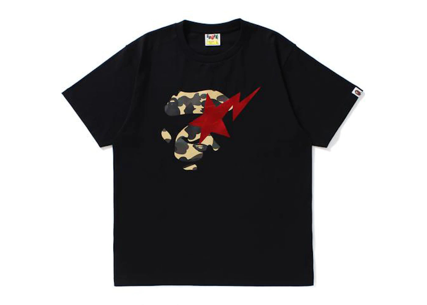 BAPE 1st Camo Ape Face on Bapesta Tee Black/Yellow/Red