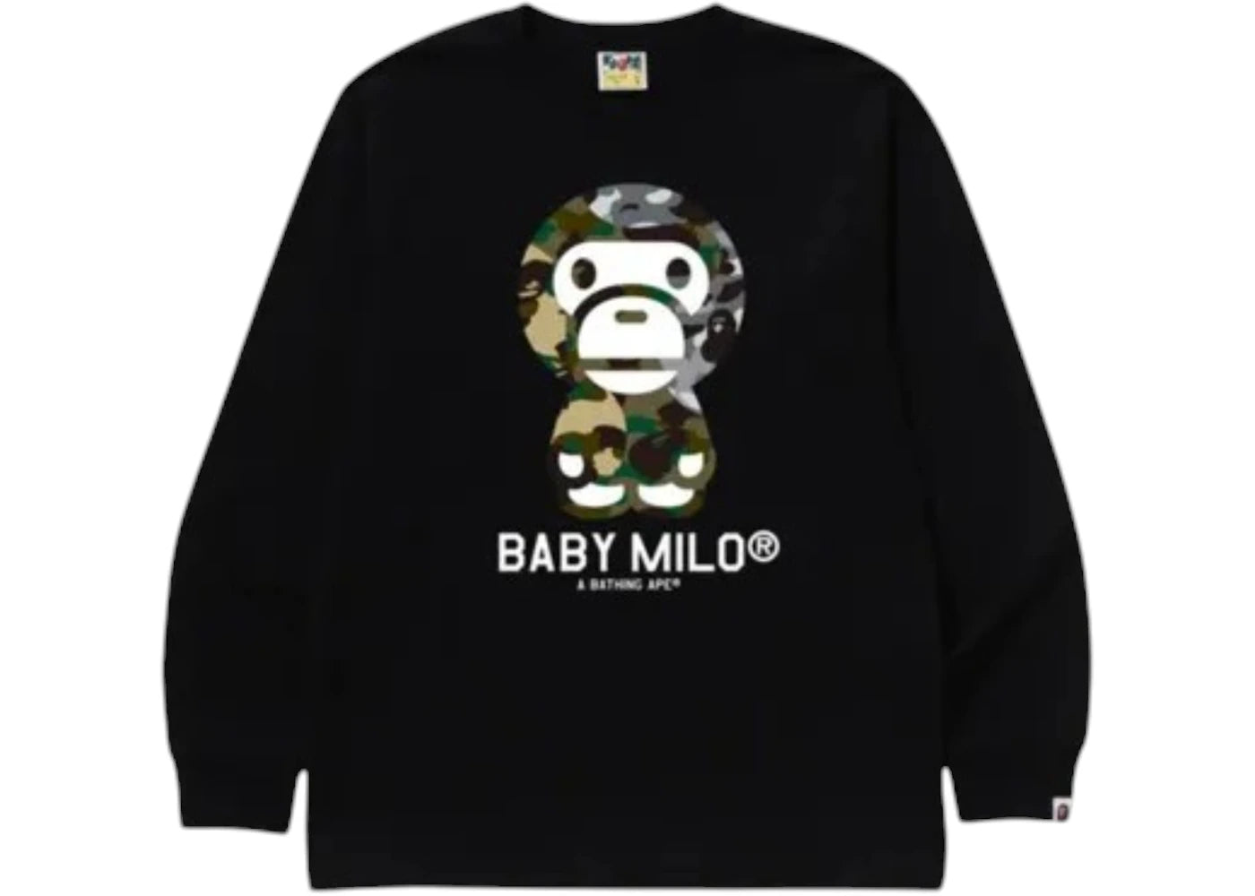 BAPE 1st Camo Crazy Baby Milo L/S Tee Tee Black