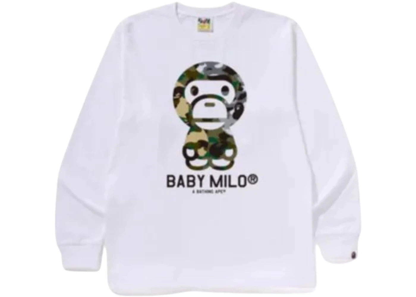 BAPE 1st Camo Crazy Baby Milo L/S Tee Tee White