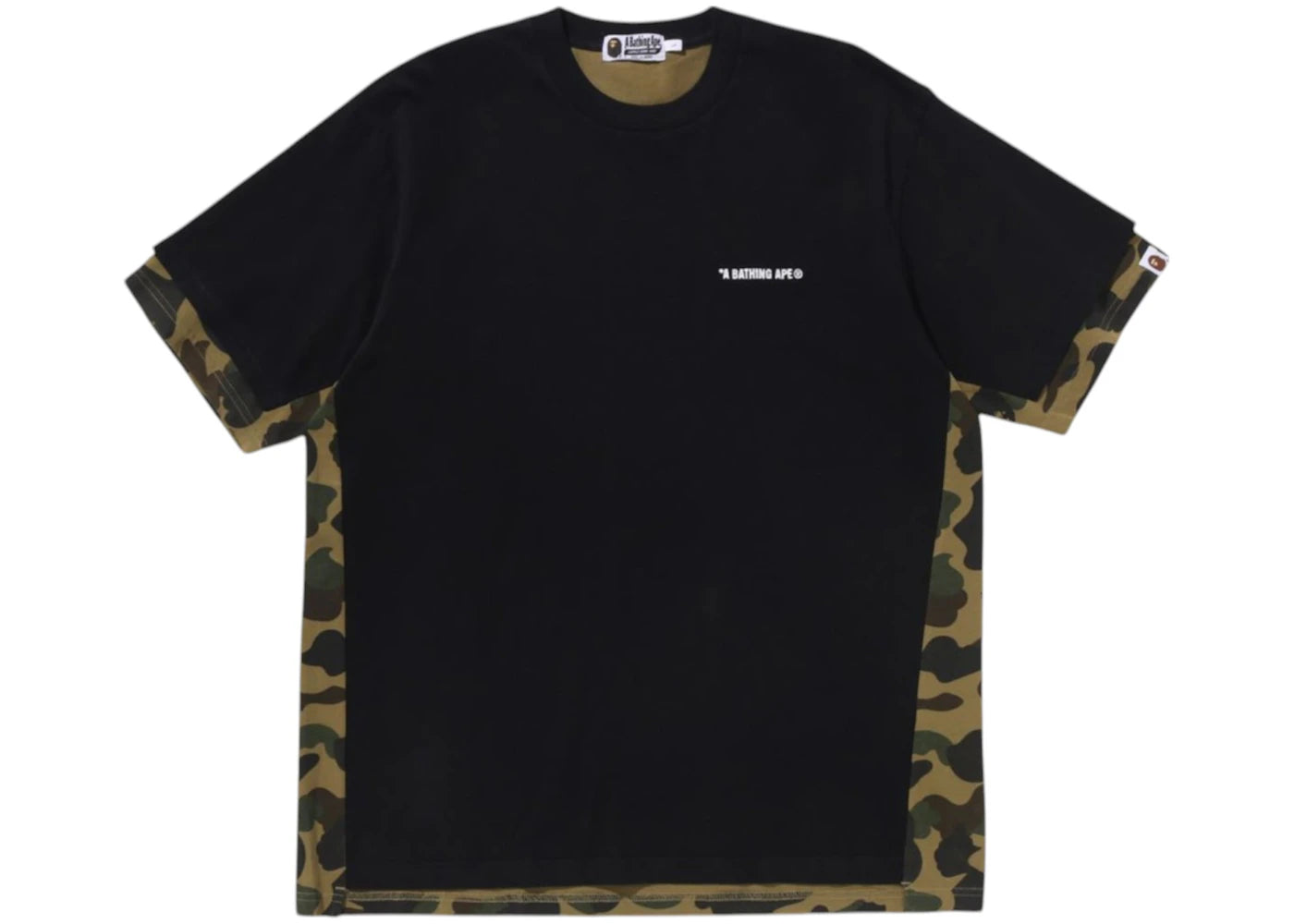 BAPE 1st Camo Heavy Washed Blocking Relaxed Fit Tee Black