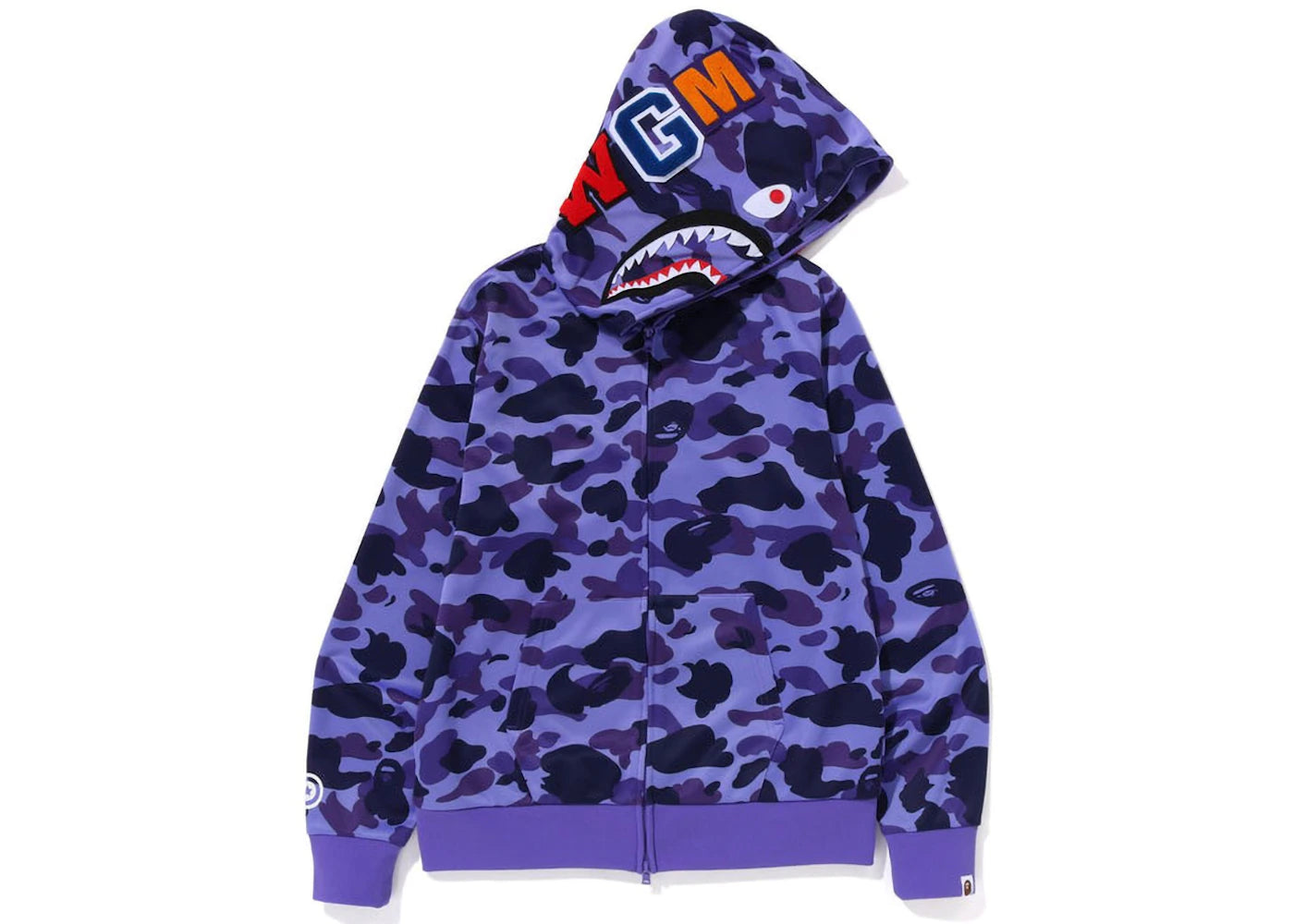 BAPE 1st Camo Jersey Shark Full Zip Hoodie Purple