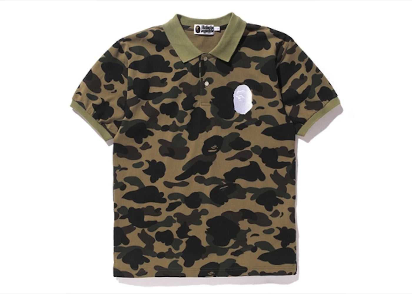 BAPE 1st Camo Large Ape Head Polo (SS19) Green