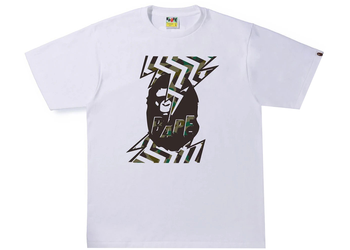 BAPE 1st Camo Lightning Ape Head Tee (SS22) White/Green