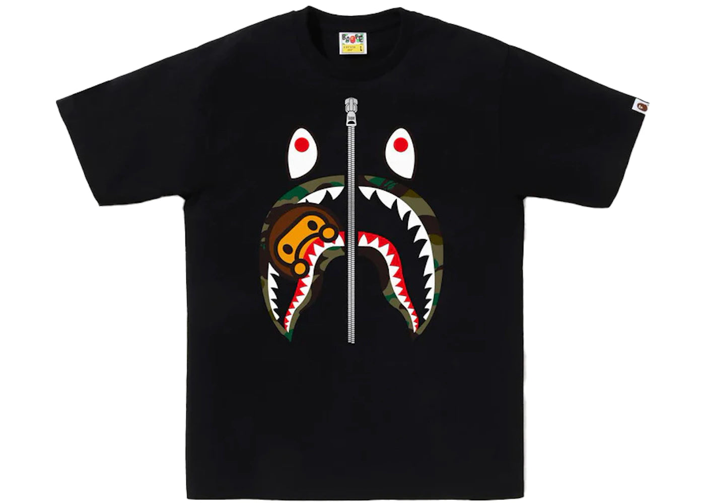 BAPE 1st Camo Milo Shark Tee Black/Green