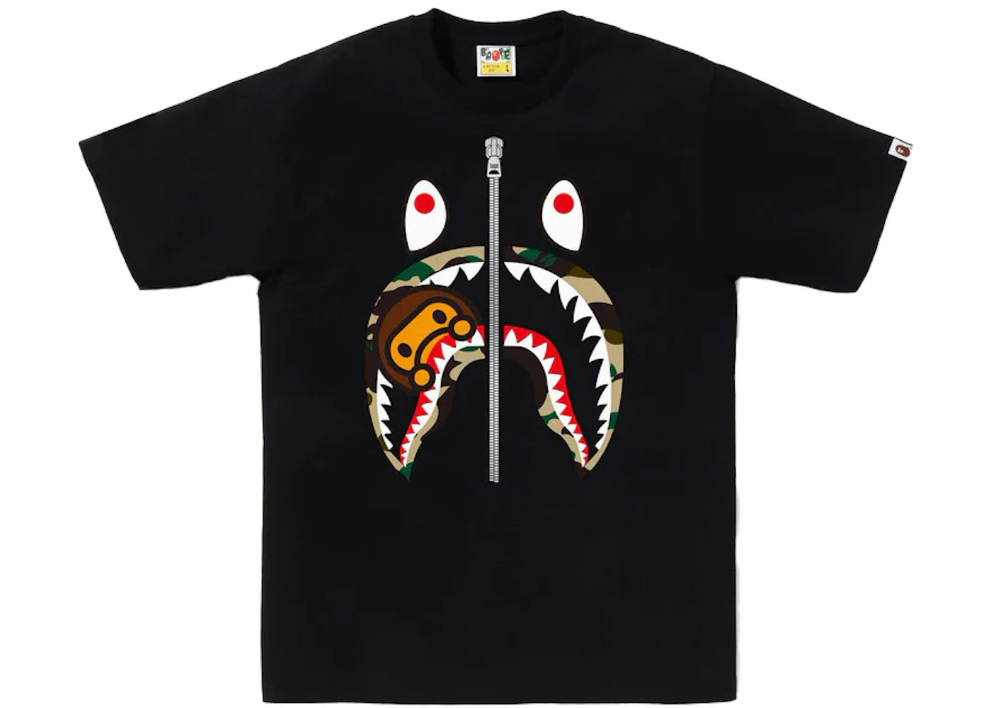 BAPE 1st Camo Milo Shark Tee Black/Yellow
