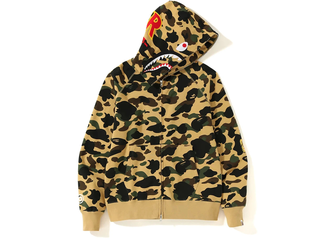 BAPE 1st Camo PONR Shark Full Zip Hoodie Yellow